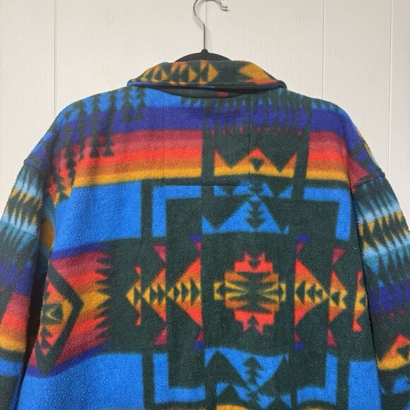 Vtg Aztec South Western Pattern AOP Button Up Fleece Jacket One Size Women GUC - Picture 11 of 12